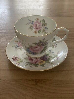 Vintage DUCHESS England Bone China Pink Rose Peony Decorated Tea Cup & Saucer