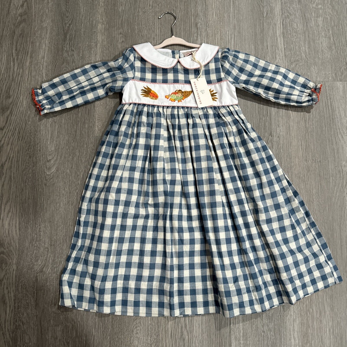 Smockingbird Pumping Girls Dress Size 7 Long Sleeve Fall Thanks Giving