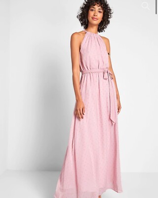 NWT MODCLOTH BOHO HALTER BLUSH PINK MAXI DRESS METALLIC FLECKS Large  $119! | eBay