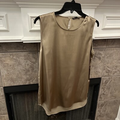 NWT Eileen Fisher Bramble Stretch Silk Charmeuse Round Neck Tank Size M/M $188