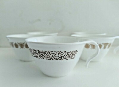 Corelle by Corning Woodlands & Butterfly Patterns Hook Handle Tea Cups (lot of 5