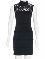 NWT Alice + Olivia By Stacey Bendet Size XS Lace Mock Neck Bodycon Dress Goth