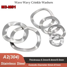 Crinkle Washers A2 Stainless Steel Metric M3 M4 M5 M6 M8 M10 M12 - M51 Wave Wavy