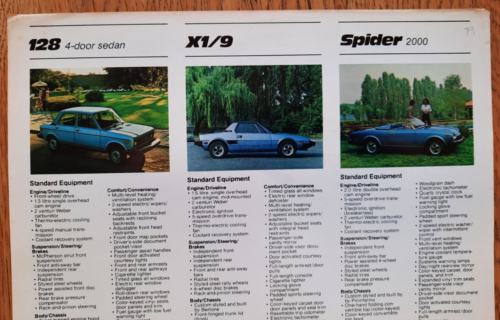 1979 USA FIAT car sales brochure from America. Models: 128, Brava, Spider, X1/9 - Picture 1 of 4