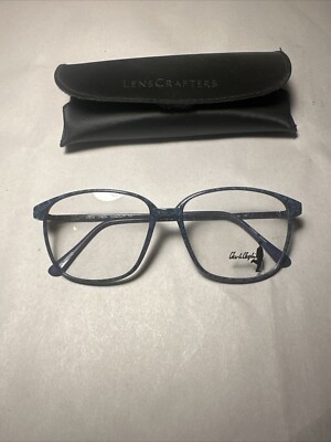 New Vintage Eyeglass Frame Marchon Charlie Chaplin Unisex Marbled Blue