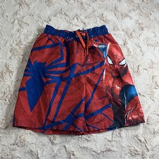 Marvel Spiderman Swim Trunks Boys Size  6 / 7 Red  Blue Comic