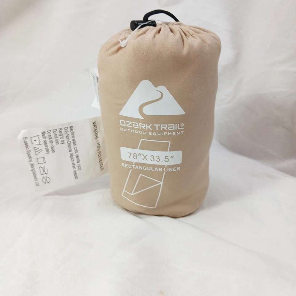 Saco de dormir Ozark Trail rectangular forro sábana beige camping 78x33,5" NUEVO Foto 2 de 4