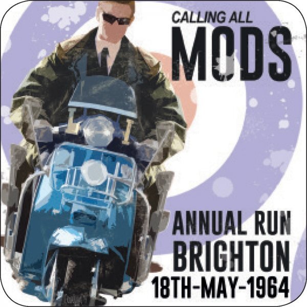 Original Metal Sign Co Melamine Coaster Calling All Mods Vintage Style Advert