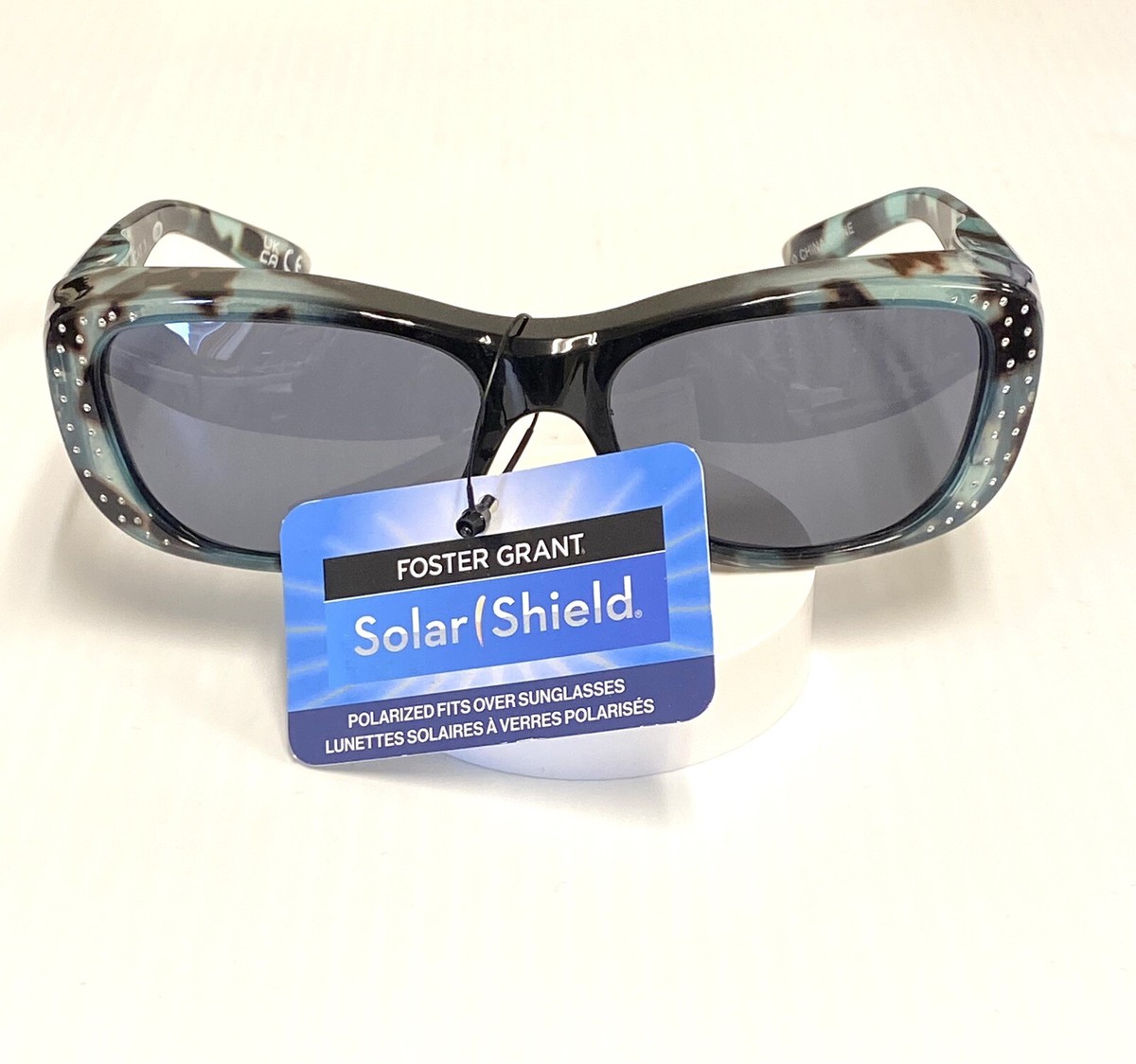 New, Women Solar Shield Sunglasses Foster Grant Turq/Brown Fit