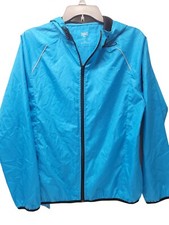 Everlast Womens Large Blue Packable Windbreaker Jacket Turquoise Lined Hood