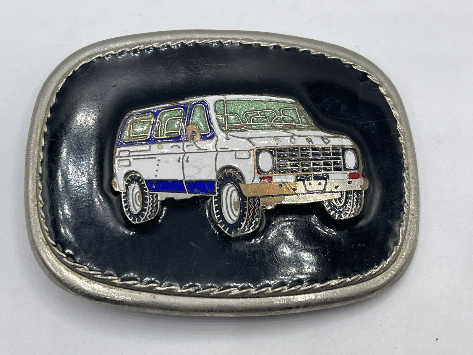 Vintage Metal Ford Van Belt Buckle Gem