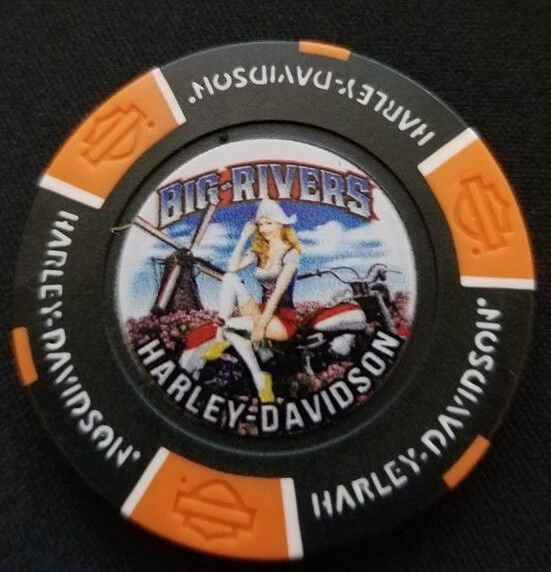 Harley Poker Chip~Golf Ball Marker (Black/Orange)BIG RIVERS HD (THE NETHERLANDS)