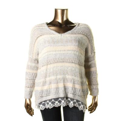 American Rag Womens New $80 Lace Hem Pullover Sweater Blouse Knit Top, S, L, XL