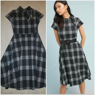 anthropologie green plaid dress Maeve Anthropologie Plaid Smocked Dress (S)