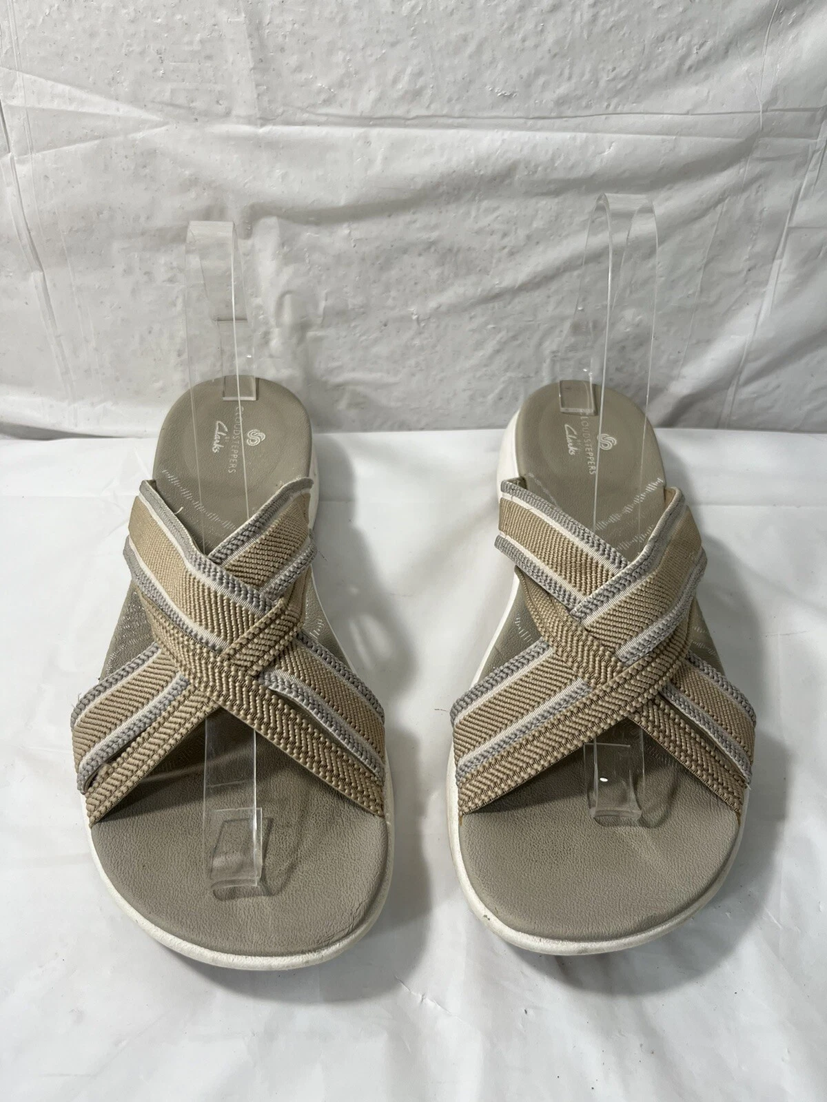 Sandali Clarks donna 9M beige sabbia Cloudstepper Mira Isle slip on comodi