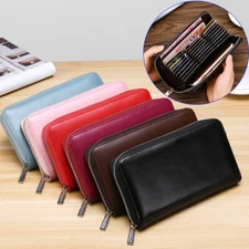 Men/Women Leather Large Capacity Credit Card Holder Wallet RFID Secure 36 Slots
