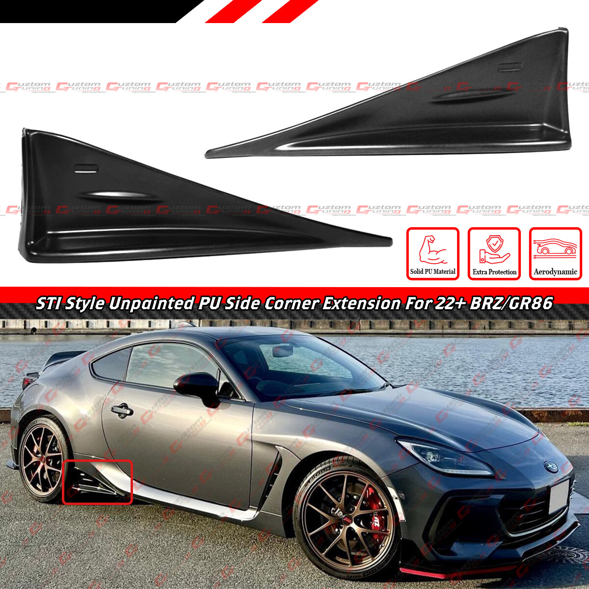 For 22-25 Subaru BRZ Toyota GR 86 Unpainted PU Side Skirt Aero