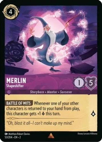 4x Lorcana Merlin - Shapeshifter - 53/204 - Rare - Cold Foil, Near Mint Rise of