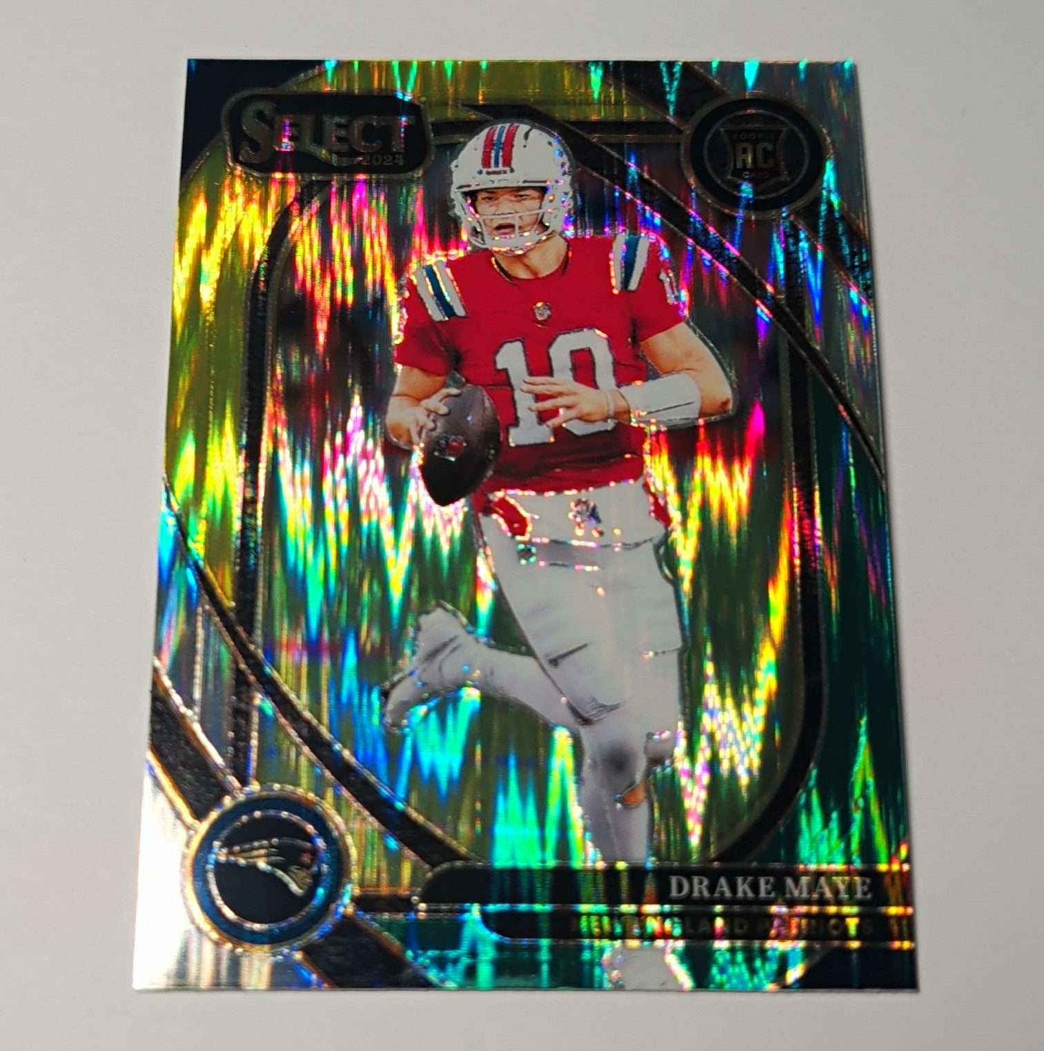 Panini 2024 Select Club Level Drake Maye Green & Yellow Shock Prizm #218 RC
