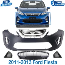 Front Bumper Cover Primed & Grille Assembly For 2011-2013 Ford Fiesta