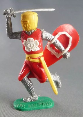 Timpo Middle Ages Medieval Knights Pedestrian Red (White Flower) Yellow Helmet