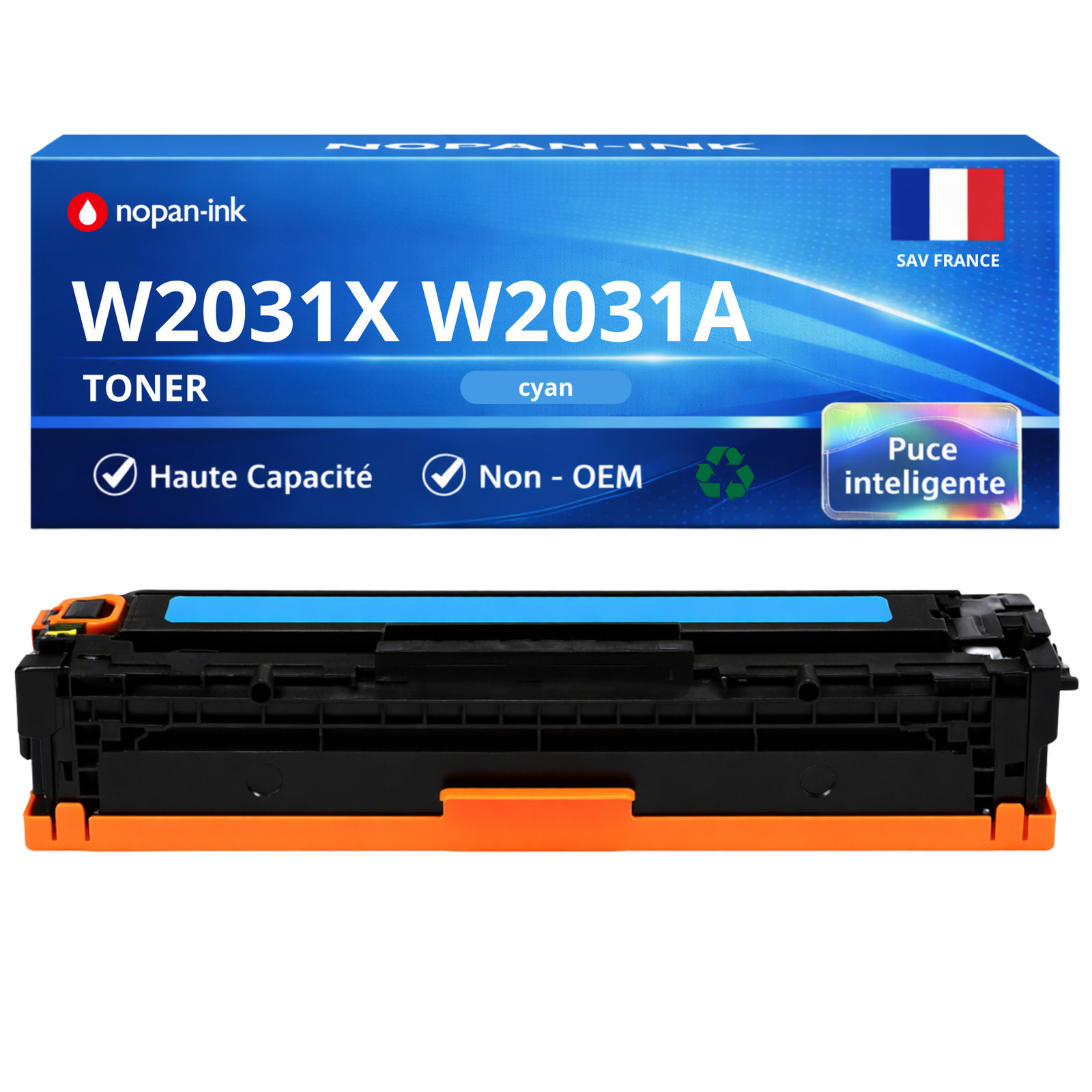 Toner compatible HP W2031X cyan de 6000 pages pour des graphiques nets et sans bavure