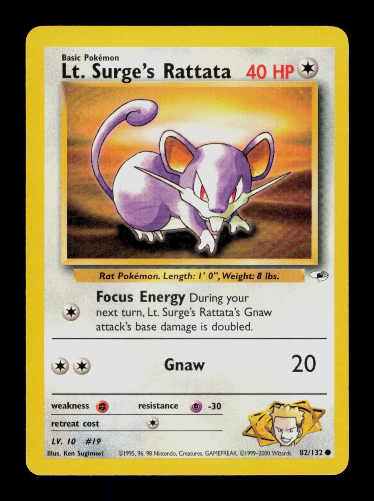 Lt. Surge's Rattata 82/132 Pokemon Gym Heroes Trading Card TCG