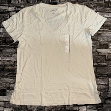 Women's Size Large V Neck Short Sleeve T-shirt, OFF White By Universal Thread