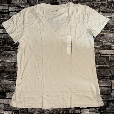 Women's Size Large  V Neck Short Sleeve T-shirt, OFF White By Universal Thread