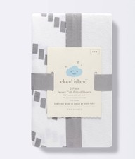 Cloud Island 2-Pack Cotton Jersey Crib Fitted Sheets Gray Chevron  Solid White