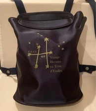 Hermes Navy Nylon Novelty Backpack Sherpa Stars Tour 1999 Used Rare