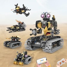 5 In1 Robot Toy for Kids Building Kit,323 Pcs Blocks App  Remote Control Rob...