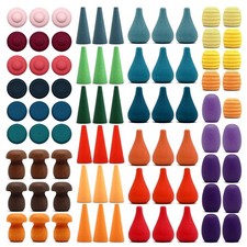 Large Set Full Rainbow Color Style Wooden Loose Parts Sensory Play Toys, Mand...