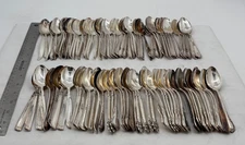 Lot of 100 Assorted Vintage Silverplate Teaspoons - Lot#322