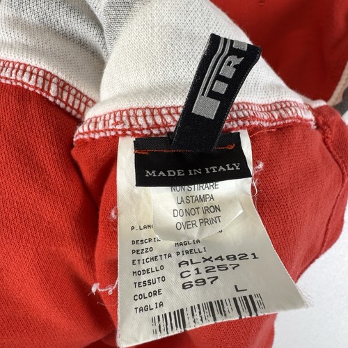 Pirelli Half Zip T-Shirt W/Logo on Side Made in Italy Red Size L - Picture 8 of 11