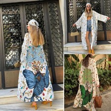 Boho Bikini Cover-ups Oversized Loose Maxi Dress Beach Cardigan  For Women