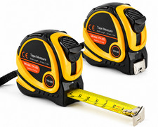 2 Pack 25FT Steel Tape Measure Auto Lock Retractable Dual Scale Imperial Metric