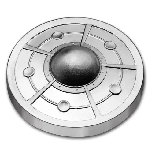 9Fine 3D Alien UFO Flying Saucer 2 oz .999 Fine Silver Chunky Puck Art Round