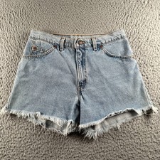 Vtg Levis Jean Shorts Womens 29 Measured Light Wash Denim Cutoff Orange Tab 90's