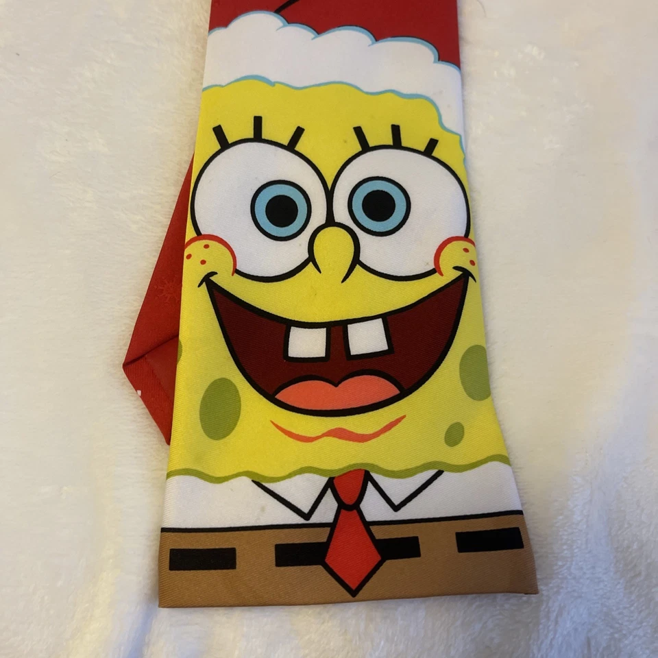 2005 Nickelodeon Viacom Bob Esponja Pantalones Cuadrados Navidad Sombrero Copo de Nieve Corbata Foto 3 de 4