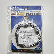 Magnetic Stretchable Hematite Bracelet for Wrist, Black, Arthritis Stress