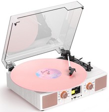 Vinyl Record Player 3-Speed Bluetooth Turntable with Built-in Speakers, USB/T...