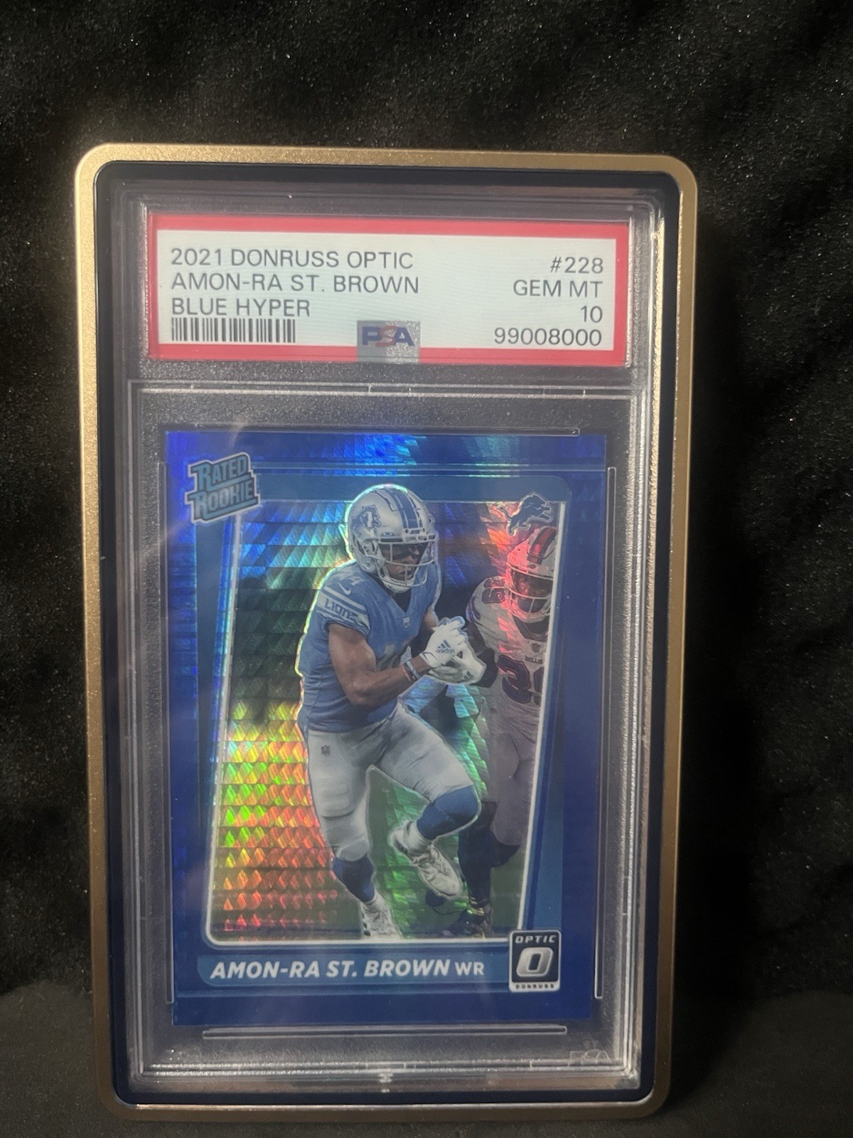 Amon-Ra St. Brown Panini Donruss Optic #228 Blue Hyper
