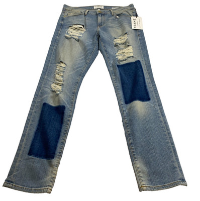 Frame Denim Womens Le Garcon Jeans Sz 28 Patchwork Distressed NWT