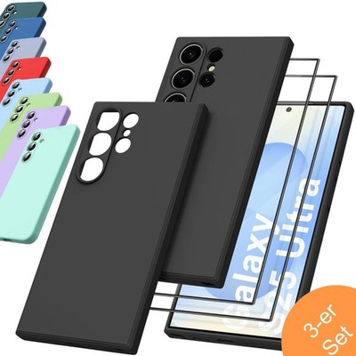 Handy Hülle / 2 x 9H Glas für Samsung Galaxy S25 Ultra 5G Silikon Schutz  Case