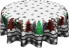 Giwawa Christmas Round Tablecloth 60 Inch 60 (Round), White 