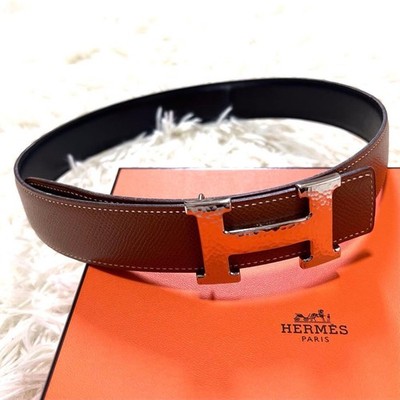 HERMES Constance Belt Leather Brown Silver-Tone H Logo  display picture 1