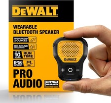DEWALT Bluetooth Jobsite Speaker Wearable Clip-On Water-Resistant w/ Mic Yellow