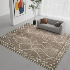 4x6 Area Rugs for Living Room, Machine Washable Bordered Rug for Bedroom, Lux...