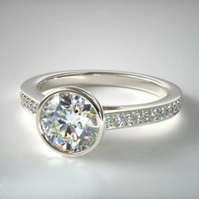 Lab-Created 2.20 Ct Round Cut VVS1 Diamond Wedding Ring 14K White Gold FN